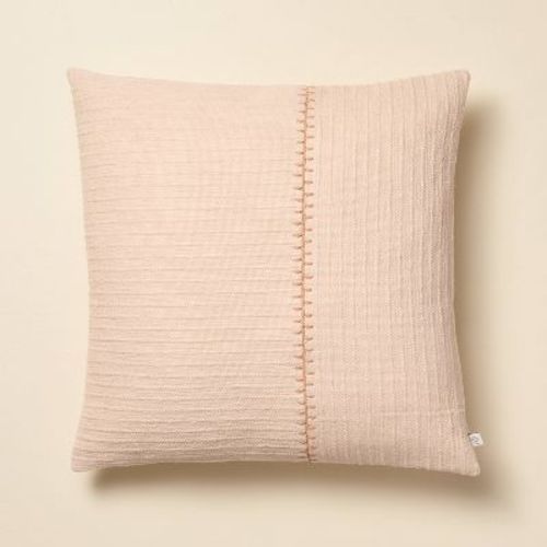 18"x18" Textured Stitch Stripe Square Throw Pillow Blush - Hearth & Hand™ With Magnolia
