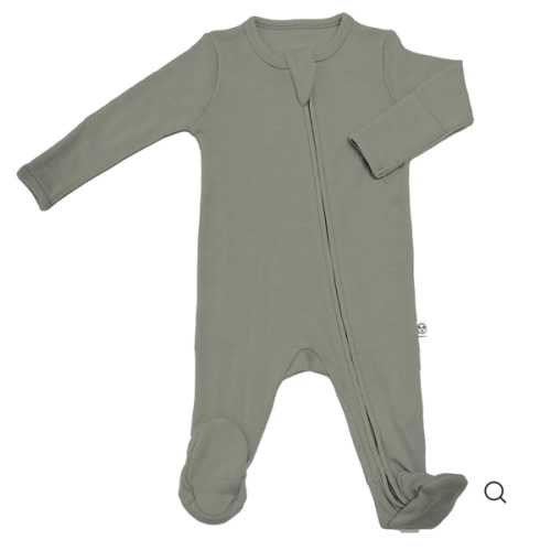 Footie Pajamas, Merino Wool, Sage
