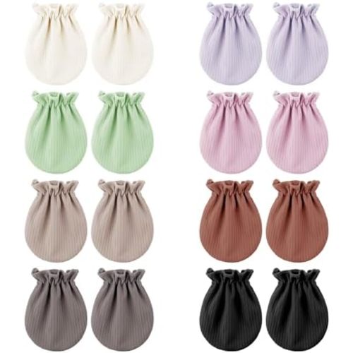 BQUBO Newborn Infant Toddler Mittens No Scratch Cotton Elastic Wrist Gloves Hypoallergenic for 0-6 Months Baby Boys Girls