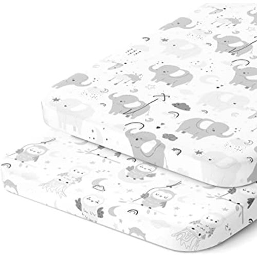 Bassinet Sheets 20x30 Inch for Graco Travel Lite Crib, Sense2Snooze, My View 4 in 1, Dream Suite and Guava Lotus Bassinet – Snuggly Soft 100% Jersey Cotton Fitted – 2 Pack