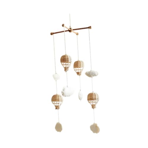 Luwecf Baby Mobile for Crib Clouds Ornament Decor Rattan Hot Air Balloon Pendant for Infants 0-6 Months Children's Room Bedroom
