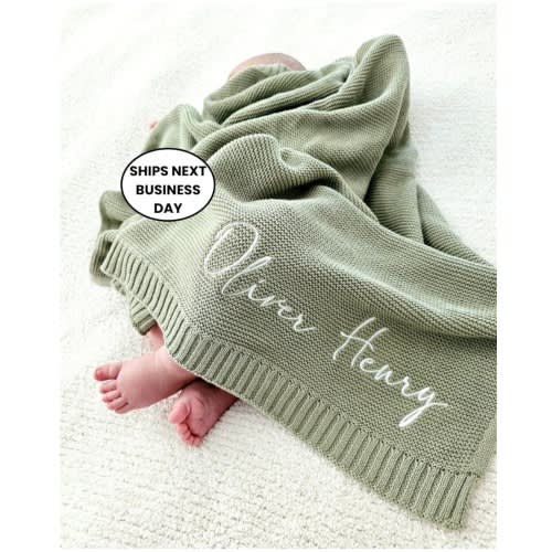 Baby Blanket, Baby gift, Newborn gift, Personalized Name, Stroller Blanket, Newborn Baby Gift, Soft Breathable Cotton Knit, baby shower Gift