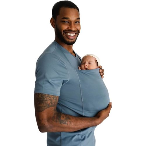 Lalabu Dad Shirt Baby Carrier | The Original Dad Baby Carrier Shirt That Looks Like a Tee | Designed to Help New Dads Bond | Comfortable & Easy to Use Mens Baby Carrier | Brook, XL, Short Sleeve