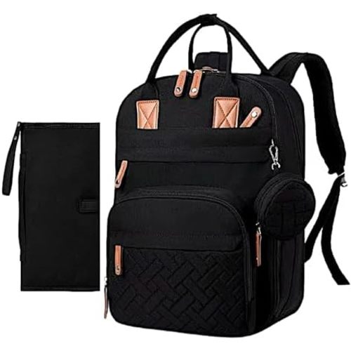 Baby Diaper Bag Backpack - Large Sturdy Bag for Boys & Girls, Changing Pad & Pacifier Case, Large Capacity, Insulated Pockets, Waterproof, Stroller Straps & Carry-on Straps, Unisex - Black