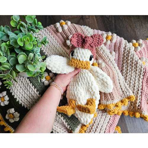 Handmade Crochet Della Duck Snuggler | Duck Lovey | Handmade Duck | Duck with Headband Snuggler | Crochet Duck | Crochet Duck Farm Animal