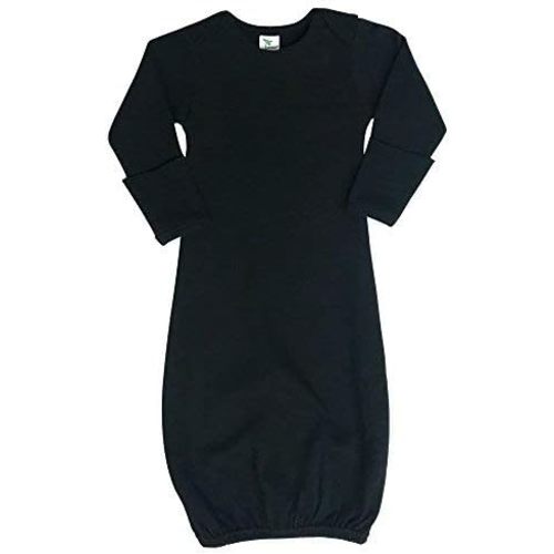Baby Infant Blank Long Sleeve Sleeper Gown With Mitten Cuffs - Black (0-3 Months -3850)