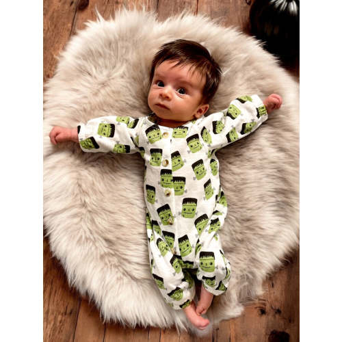 Halloween Monster / Organic Long Sleeve Bay Jumpsuit