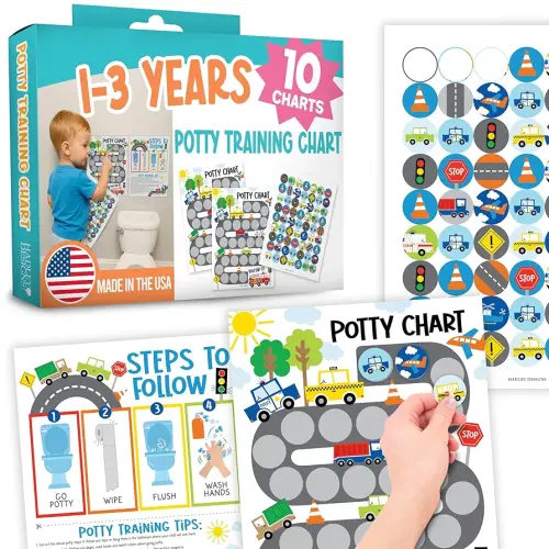 Hadley Designs Potty Training Chart for Boys with Fun Reward Stickers – Sticker Chart for Kids Potty Training, Potty Training Chart for Toddlers Boys, Sticker Chart for Potty Success