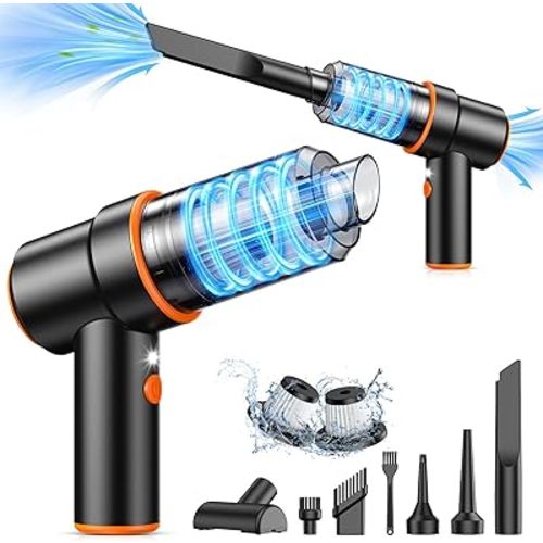 KMM Handheld Car Vacuum Cleaner, 11000PA Vacuum Cleaner & Air Duster, 120W High Power Car Vacuum Portable Cordless, Hand Held Vacuum Rechargeable with Multi-Nozzles & LED Light for Home, Car, Office
