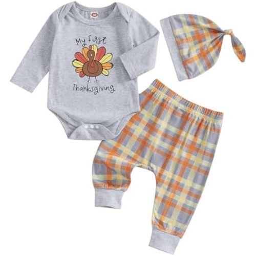 My First Halloween Baby Boy Outfit Newborn Long Sleeve Romper Pants Hat Baby Pumpkin Clothes Fall Winter