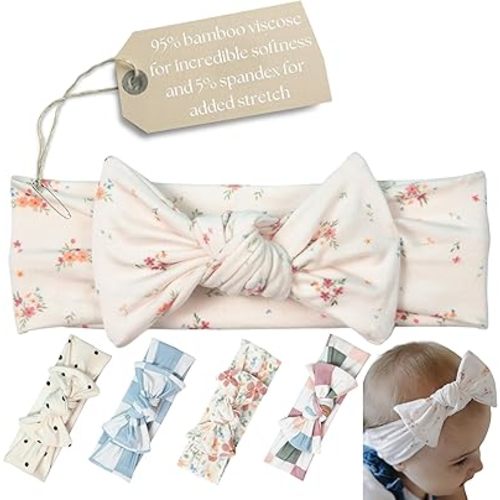 Baby Girl Bows: Premium Quality & Stylish Design Baby Headbands, Soft & Stretchy Bamboo to Fit Infants & Toddlers (Vinnie, 6-24 Months)