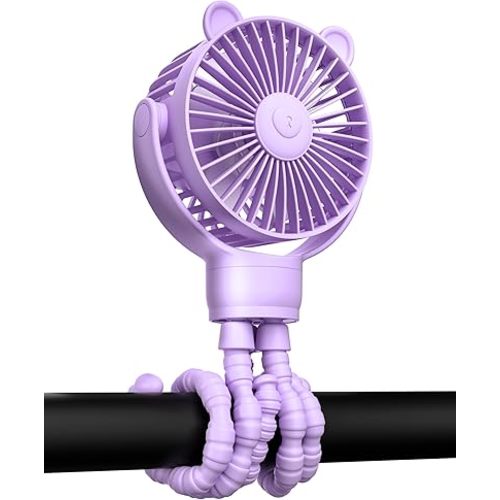 Baby Stroller Fan, Rechargeable Portable Fan with 2000 mAh Battery Operated,3 Wind Speed,360-Degree Rotation,Ultra-Low Noise Level,Safe mini fan for your baby