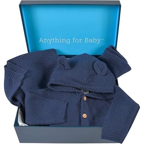 Gerber Unisex Baby 3-Piece Knit Clothing Gift Set Navy 0-3 Months