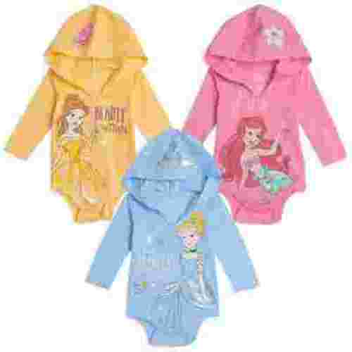 Disney Princess Belle Cinderella Ariel Newborn Baby Girls 3 Pack Bodysuits Newborn to Infant