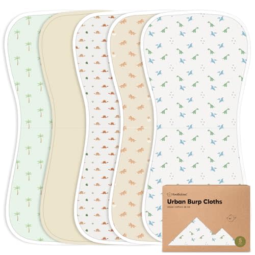 Organic Burp Cloths Baby Boy & Girl - 5-Pack Super Absorbent Cotton Burping Cloths for Babies, Soft & Plush Newborn Spit Up Rags, Infant Towels for Milk Spit Up, Unisex, Large 21" x 10" (Roarsome)