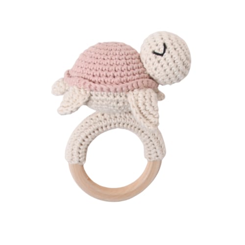 Organic Baby Rattle - Sea Turtle Pink