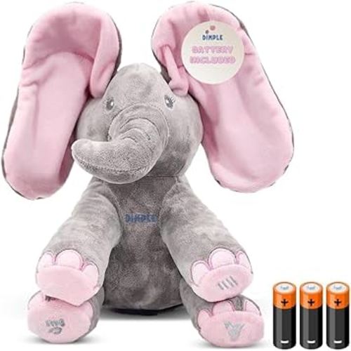 Dimple Kaia Interactive Animated Singing & Peek-A-Boo Plush Elephant Stuffed Animal with Floppy Ears, Engaging Musical Baby Toy - Easter Gift for Kids - Battery Included