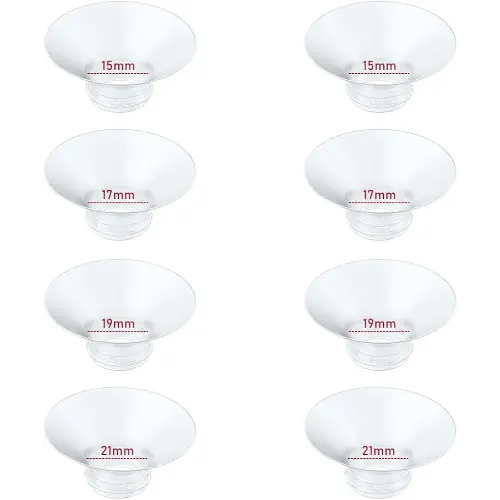 Flange Insert 15/17/19/21mm 8pcs Compatible with Momcozy M5/M9/M6/S12 Pro/V1 Pro/V2 Pro,for Spectra/Medela/MomMed/eufy/Lansinoh/Elvie Breast Pump, Fit for 24mm Flange/Shield of Most Pumps