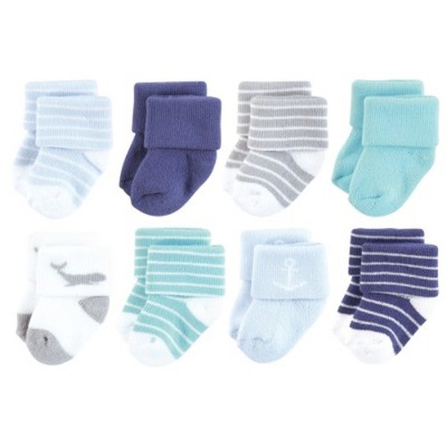 Hudson Baby Infant Boy Cotton Rich Newborn and Terry Socks, Gray Whale, 0-6 Months