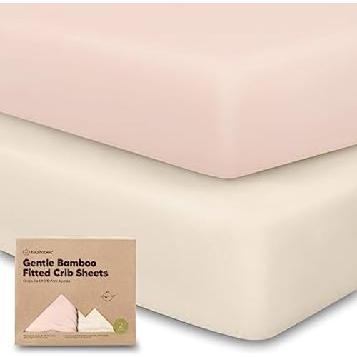 2-Pack Bamboo Crib Sheets for Boys, Girls - Jersey Fitted Crib Sheet, Organic Baby Crib Sheets Neutral, Crib Mattress Sheet, Toddler Bed Sheets, Baby Sheets for Crib, Unisex Crib Fitted Sheet (Cameo)