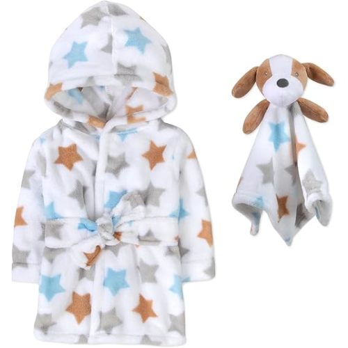 Baby Bathrobe Set for Boys and Girls 0-9 Months Baby Robe with Hood and Baby Gift Set Lovey