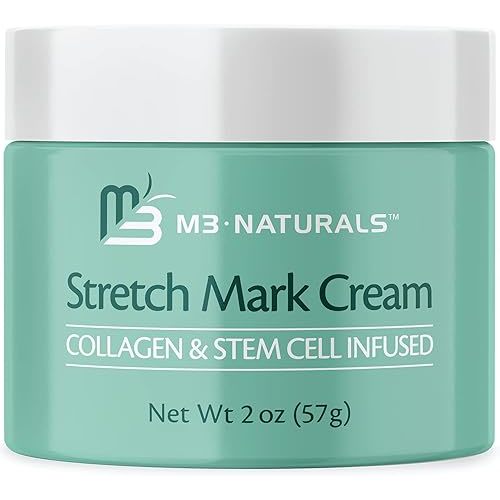Stretch Mark Cream Infused with Collagen & Stem Cell Maternity Skincare Oil Removes Stretch Mark Prevention & Scar Remover Lotion Green Tea Extract & Raspberry Ketones, 2oz by M3 Naturals