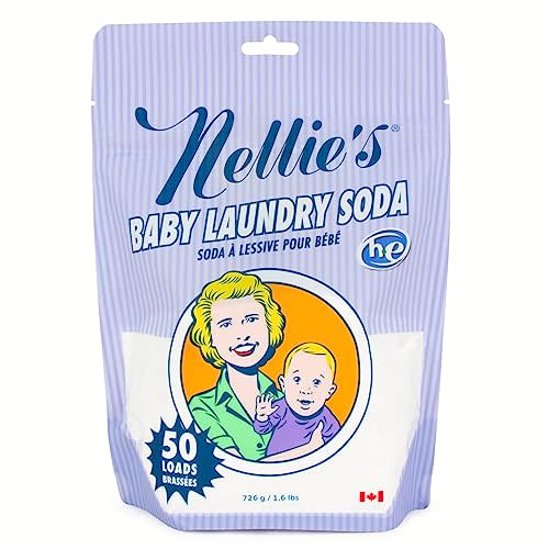 Nellie's Natural Baby Powder Laundry Detergent Tin - 50 Loads - Safe For Infants Sensitive Skin - Fragrance-Free and Hypoallergenic - (Made in Canada)