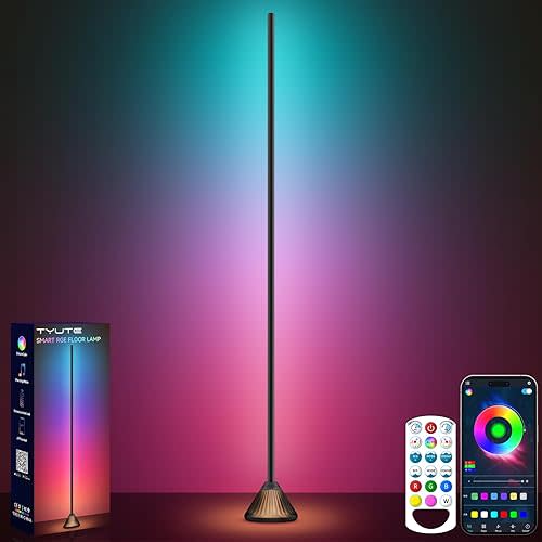 Corner Floor Lamp, Smart RGB LED Corner Lamp with App & Remote Control, Music Sync, Scene Modes, Modern Ambient Lighting Floor Lamp for Living Room, Bedroom, Gaming Room Decor