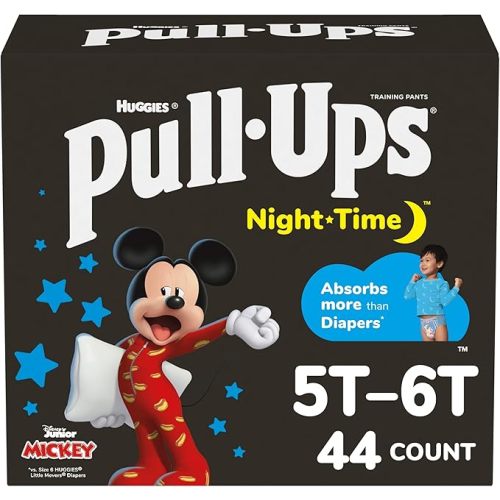 Pull-Ups Boys' Night-Time Potty Training Pants, Size 5T-6T Overnight Training Underwear (46-60 lbs), 44 Ct
