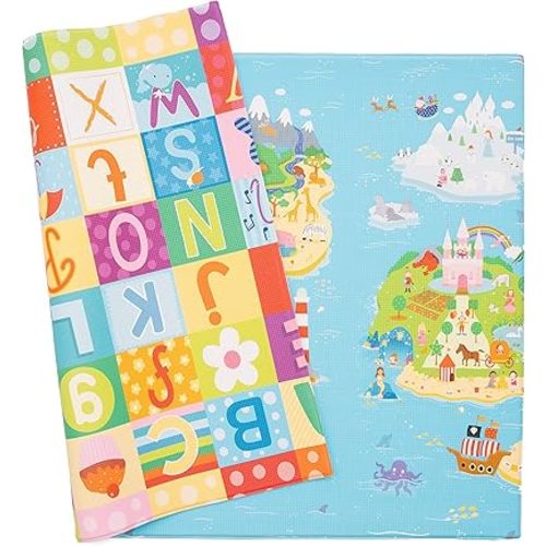 Baby Care Play Mat (Large, Playful - Magical Island) 82'' x 55'' Original One-Piece Reversible Rollable Waterproof Play Mat for Infants, Babies, Toddler, and Kids