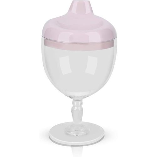 Princess Wine Sippy Cup Spill Proof, Fancy Wine Glass Sippy Cup No Spill for Baby Girl 1+ Year Old, Goblet Style Great for Your Princess Holiday Birthday Party, 5 Ounce (Pink)