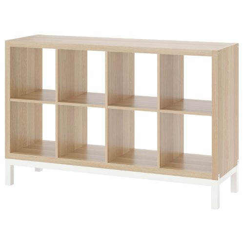 KALLAX Shelving unit with underframe - white stained oak effect/white 57 7/8x37 "