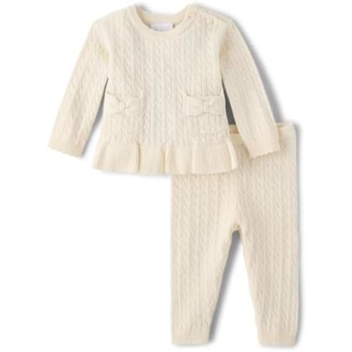 The Children's Place Baby Girls' And Newborn Long Sleeve Sweater and Pants, 2 Piece Playwear Set