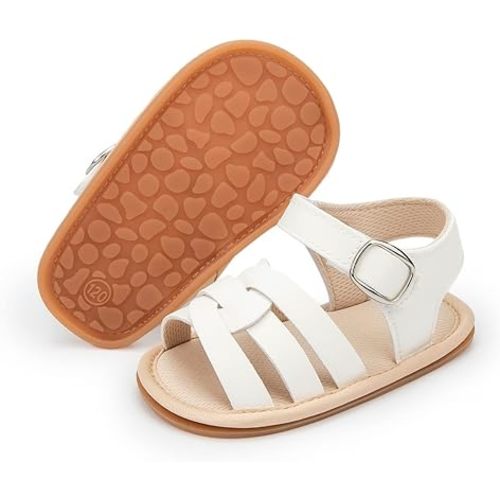 Sawimlgy Baby Girls Boys Sandals Summer Flowers Shoe Rubber Sole PU Leather Mesh Infant Toddler First Walkers Princess Dress Outdoor Shoes