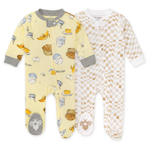 Burt's Bees Baby Organic Cotton Baby One Piece Sleep 'N Play, 2 Pack, Sizes Newborn-6/9 Months