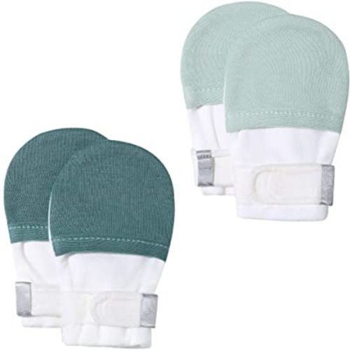 HAPIU Baby No Scratch Mittens Stay On, 100% Cotton Breathable, Adjustable Infant Gloves for Boys Girls, Newborn - 12 M