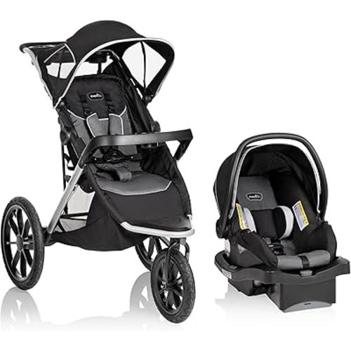 Evenflo Victory Plus Jogging Stroller Travel System with LiteMax Infant Car Seat - Grey Scale
