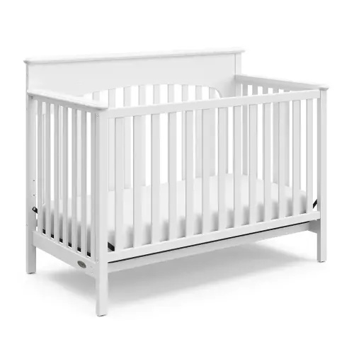 Graco Lauren 5-in-1 Convertible Crib (White) – Converts from Baby Crib to Toddler Bed, Daybed and Full-Size Bed, Fits Standard Full-Size Crib Mattress, Adjustable Mattress Support Base
