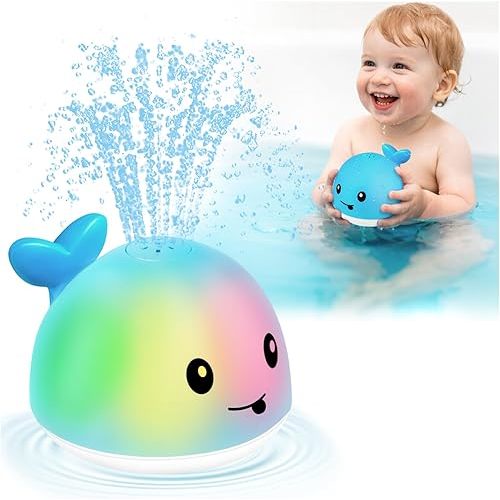Gigilli Whale Bath Toy Sprinkler - Light Up Bath Toys for Kids Ages Infant Baby Toys - Toddler Bathtub Pool Water Table Toys Year Boys Girls Gifts Birthday Gifts