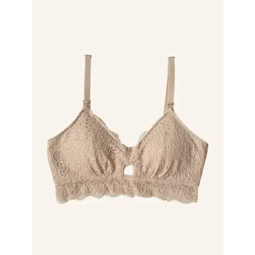 Dainty Lace Organic Cotton Nursing Bralette - Beige – MORROW+MINT