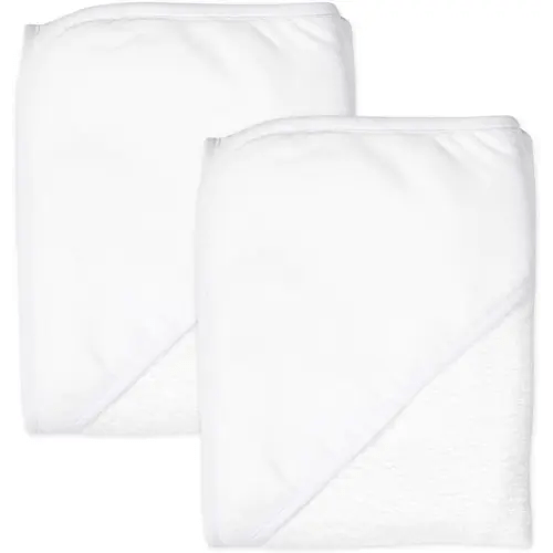 HonestBaby 2-Pack Organic Cotton Hooded Towels, Bright White, One Size