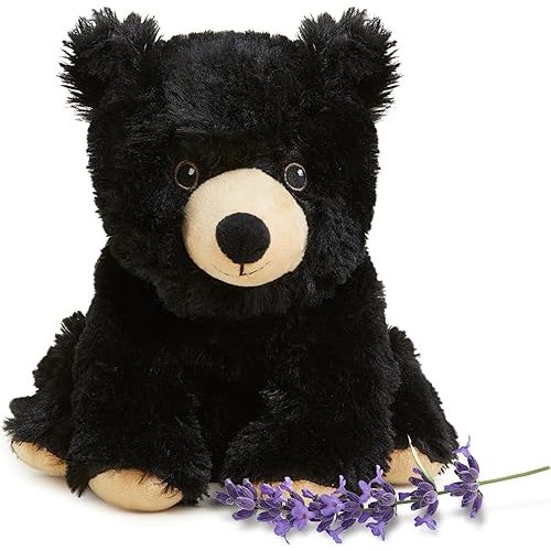 warmies Microwavable & Weighted Stuffed Animals, Black Bear - Heated Stuffed Animal Plushie for Warmth & Comfort - Cute Soft Plush Toys for Adults & Children (Boys, Girls, Babies & Toddlers)