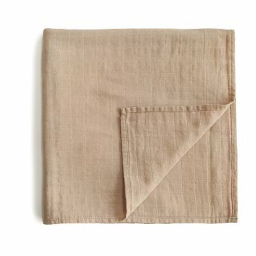 Mushie Muslin Swaddle Blanket Organic Cotton - Pale Taupe