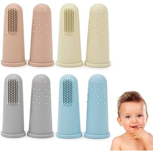 Baby Toothbrush 0-2 Years,8 Pack Baby Finger Toothbrush, Soft Silicone Toddler Finger Toothbrush for Cleaning, Baby Tongue Cleaner,Teething Relief and Gum Massage