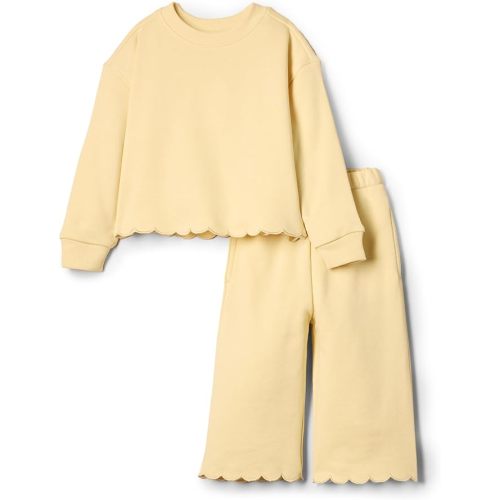 Amazon Essentials x Sofia Grainge Toddlers and Baby Girls' French Terry Sweatshirt Pant and Top Set
