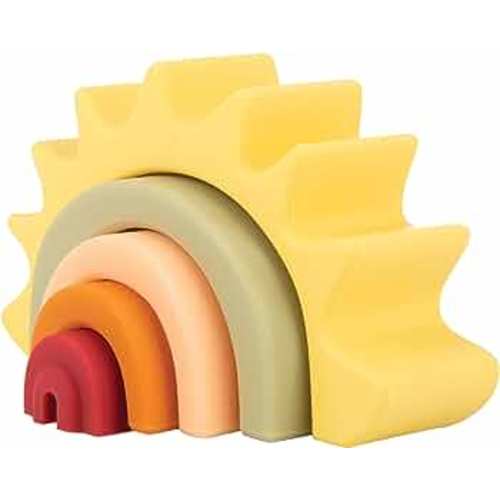 Nuby Soft Silicone Stackable Sun Interactive Toy for Early Development, Creativity, 12+ Months