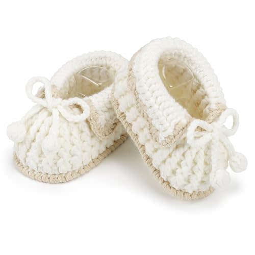 KARUNEL Baby Booties Newborn Hand Crochet Knit Cotton Bootie Soft Cozy Warm Socks Shoes for Infant Boys Girls