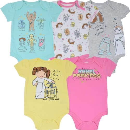STAR WARS The Mandalorian The Child 5 Pack Short Sleeve Baby Bodysuits Newborn to Infant