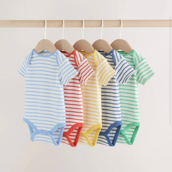 Buy Bright Stripe Short Sleeve Baby Bodysuits 5 Pack from Next USA