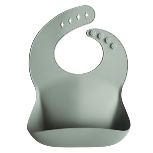 mushie Silicone Baby Bib | Adjustable Fit Waterproof Bibs (Cambridge Blue)